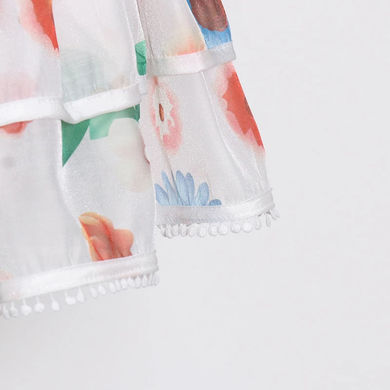 

TWOTWINSTYLE Sexy Printed Hit Color Sets For Women V Neck Lantern Sleeve Short Tops High Waist Skirt Female Sets 2020 Fashion