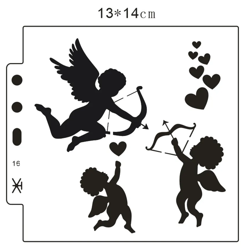 Распродажа трафареты angel Cupid 13*14 см для скрапбукинга спрей Пластиковая форма щит