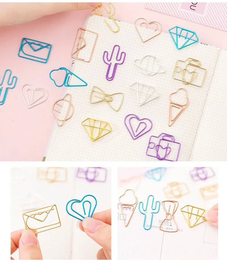 10 piezas de dibujos animados de lytww color caramelo creativo Metal oficina escuela suministros lindo papel Clips regalo
