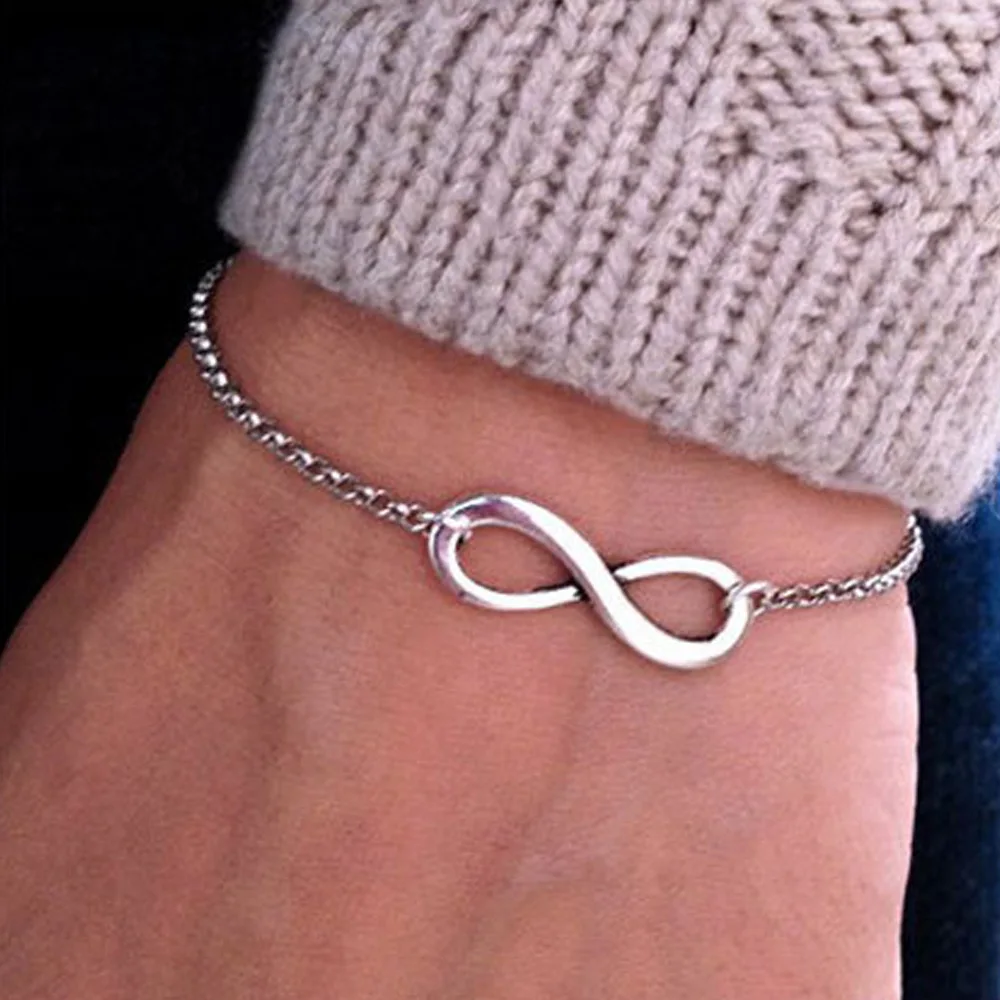 

Retro Alloy Number 8 Word Bracele For Women Korean Pop Fashion Simple Metal Chain Vintage Girl Gift Jewelry Wholesale