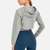 long sleeves oversize hoodie runninng windproof sports sweatshirts women gym workout loose cropped top fitness tank sweater
