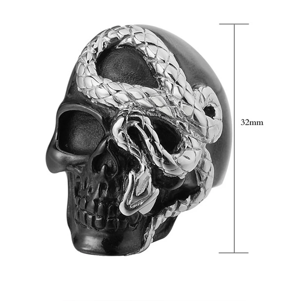 EVBEA Панк Черная голова змеи мужское титановое стальное кольцо морщинки
