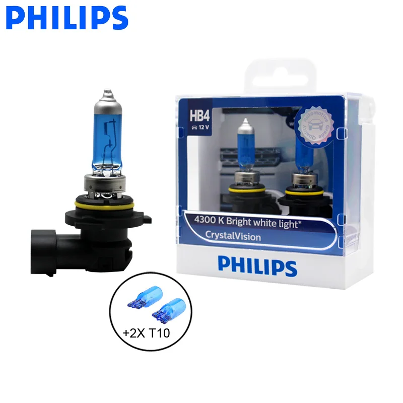 Philips 9006 HB4 12 В 55 Вт Кристальное видение 4300K яркая белая фотовссветильник шка для
