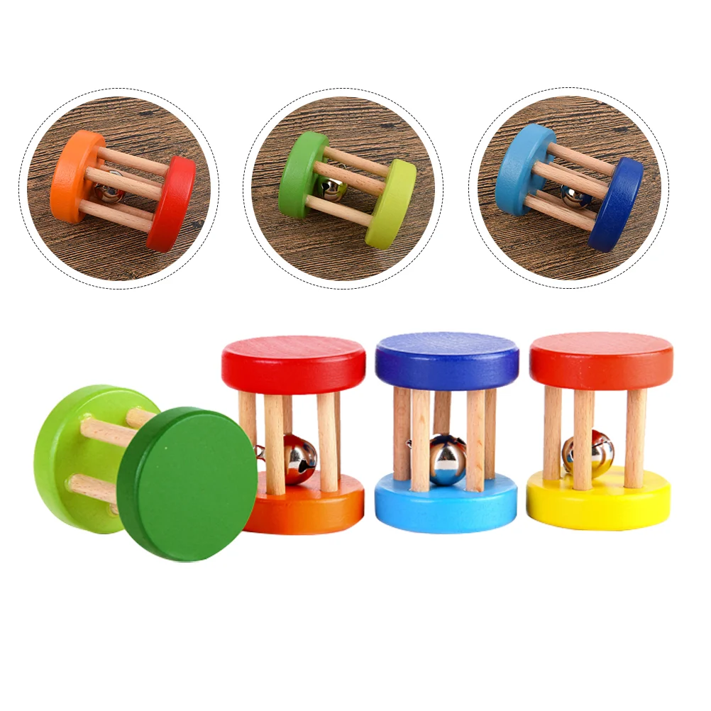 

4pcs Wooden Rattle Educational Toys Hand Bell Hand Rattles (Mixed Color)