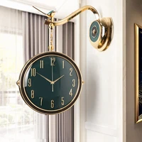 nordic metal wall clock gold large wall clocks luxury silent watches home living room decoration gift double sided zegar scienny