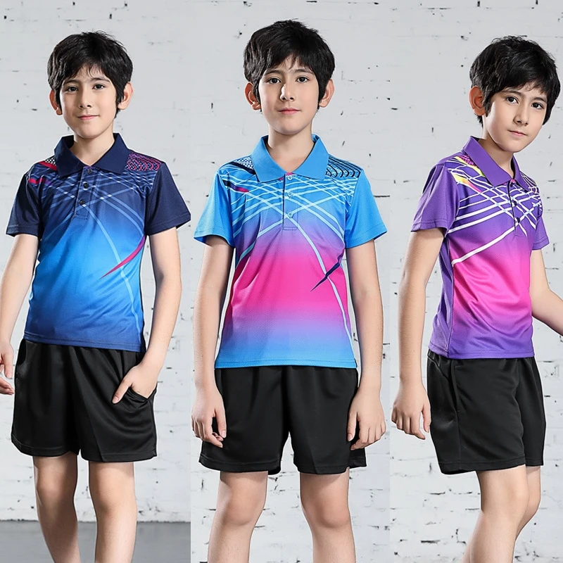 Women's Tennis T-Shirts Skorts , Turn Down Collar Girls Tennis T Shirt, Children Badminton Clothes , Kid Badminton Shirts Skirts