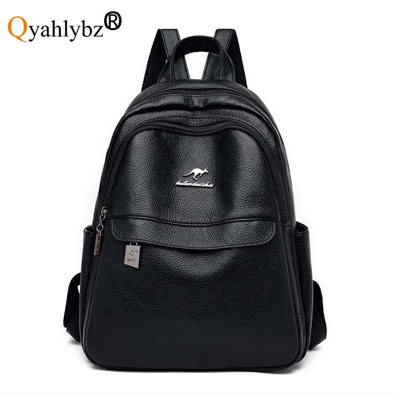 

Qyahlybz band large capacity outdoor travel bag female fashion leather backpack teenagers girls school bags backpacks for women