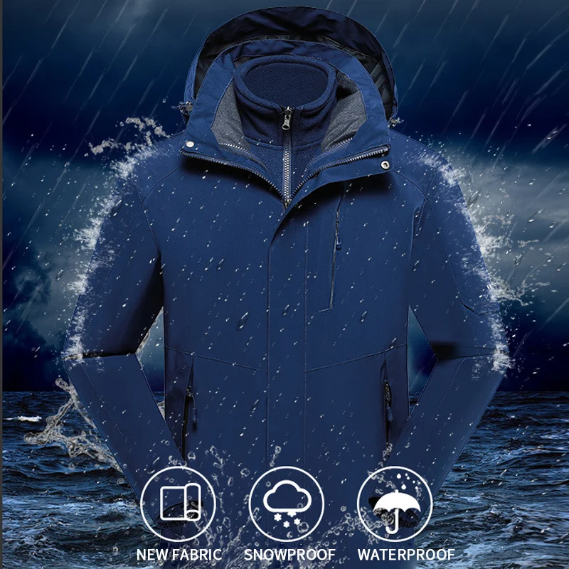 

Winter Camping 3 In 1 Jackets Men Women Outdoor Hiking Windbreaker Warm Parka Fleece Liner Waterproof Coat -40