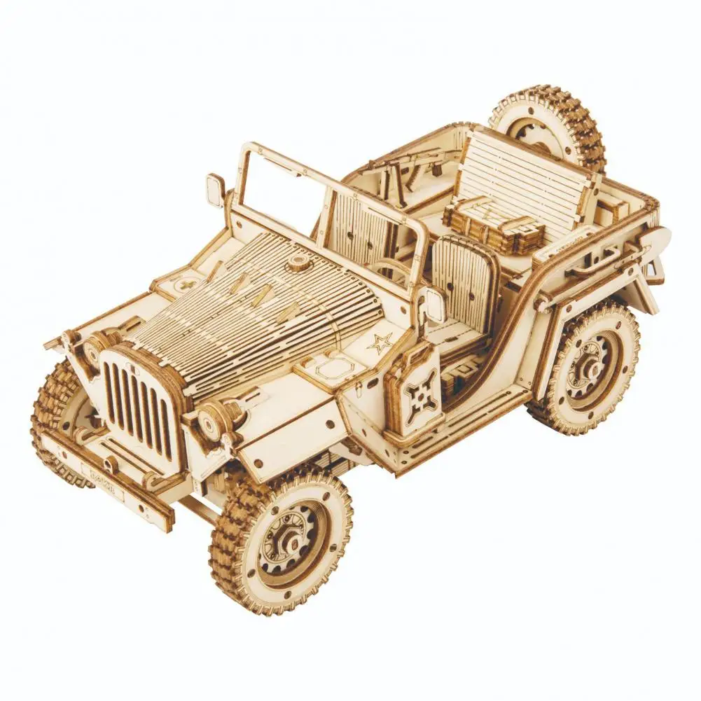 

Assembly Jeep Car Model 3D Wooden Puzzle Jigsaw Miniature Kids Educational Toy