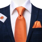 Hi-Tie мужской галстук Модный деловой оранжевый однотонный 100% Шелковый большой галстук 8,5 см галстуки для мужчин Официальные роскошные свадебные качественные Галстуки