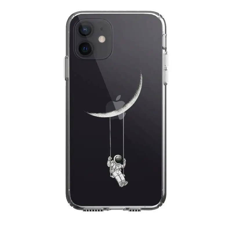

Space Moon Cute Cats Cover Phone Case For Iphone 5 6 7 8 11 12 plus XR X XS SE2020 11/12PRO Max Transparent Cases