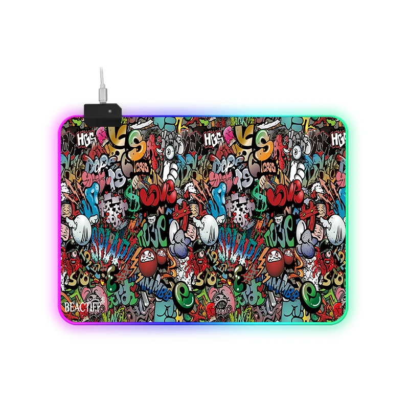 

Graffiti Gaming Mouse Pad RGB Cool colorful luminous mouse pad Large Gaming Mousepad LED Gamer Mause Desk Mat For CS LOL