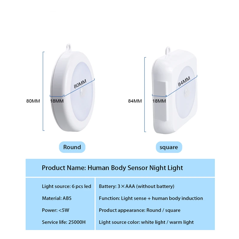 Светодиодный инфракрасный датчик движения Ночной светильник беспроводной