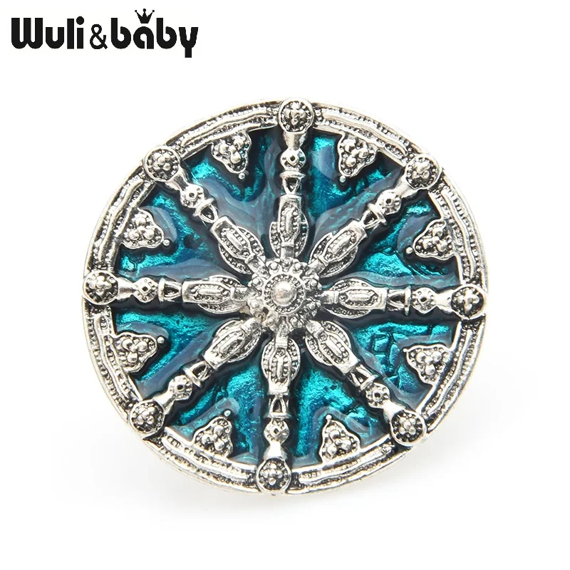 blue Wuli& baby, синий, черный, круглый значок, броши для женщин и мужчин, сплав, эмаль, повседневная брошь для вечеринки, булавки, подарки - Окраска металла: blue