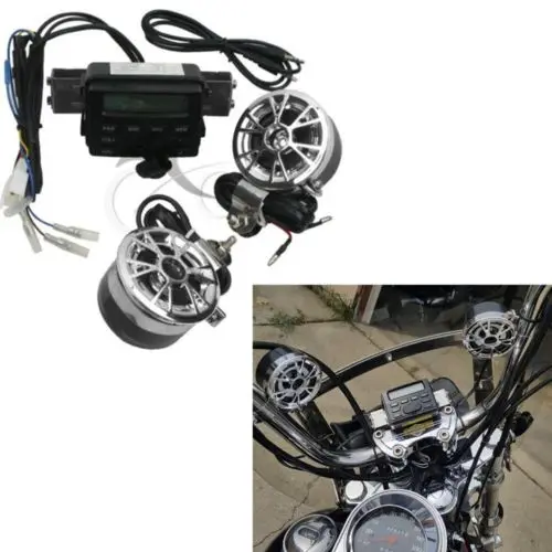 

Звуковая система на руль мотоцикла, 2 динамика, FM-радио, MP3, для Harley Kawasaki Yamaha Suzuki ATV Bike