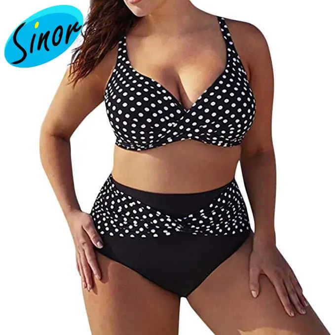 

Европейские и американские купальники, распродажа, женские купальники размера плюс, черные и белые, полкадот, крест, бикини для женщин