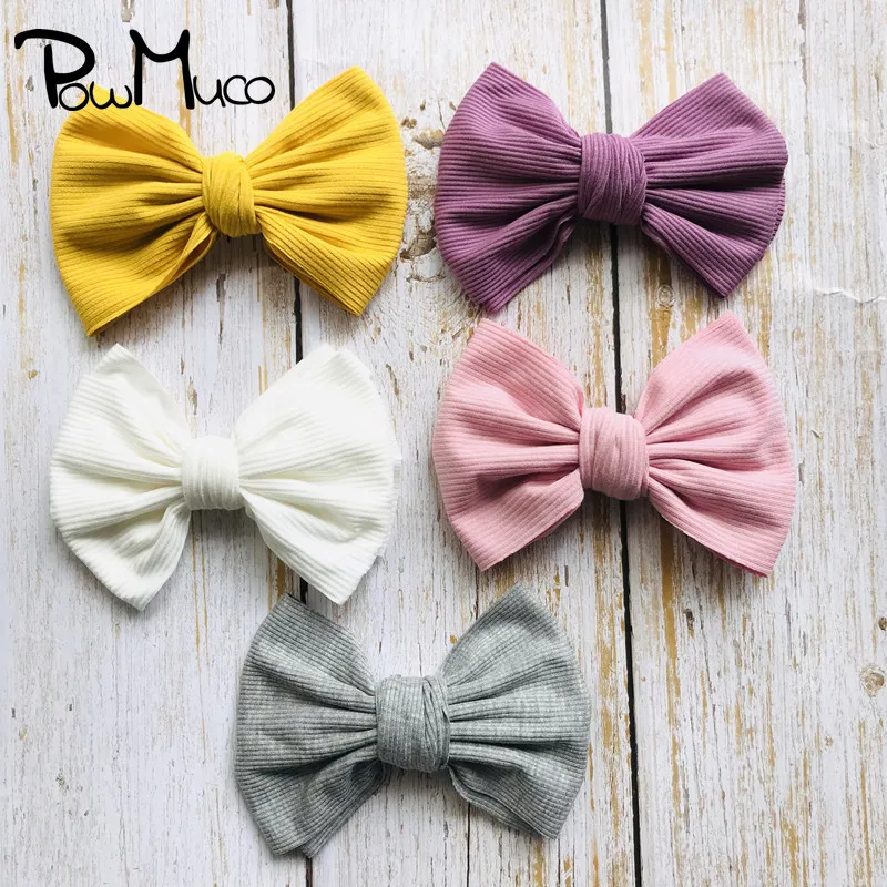 

Powmuco 13 CM Solid Color Striped Bows Hairpins Cute Handmade Bowknot Infant Duckbill Clip Sweet Hair Accessories Bithday Gifts