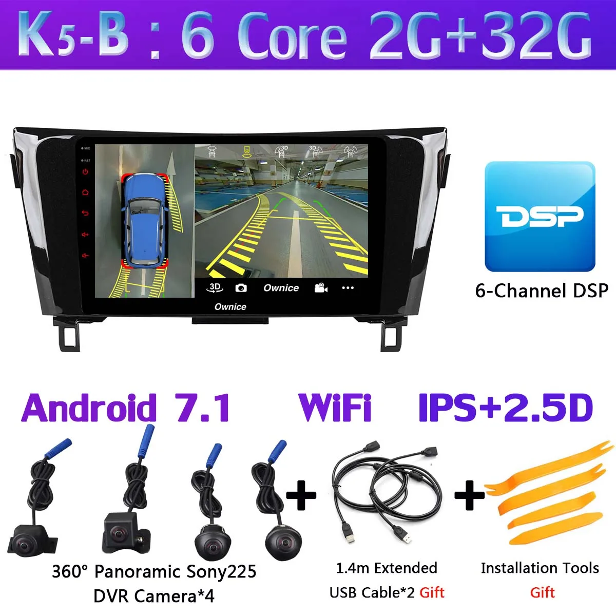 K5-B 10," 360°Panoramic Android автомобильный gps радио для Nissan Qashqai X-Trail X 2013 CarPlay DSP 4 аппарат не привязан к оператору сотовой связи - Цвет: K5-B
