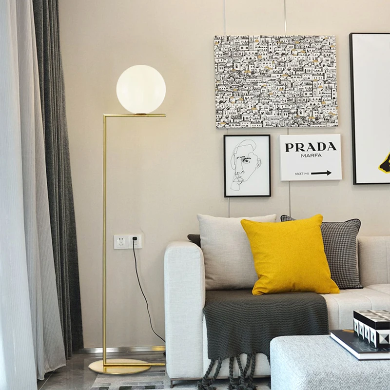 Модные напольные угловые лампы в скандинавском стиле стеклянный шар стоячий