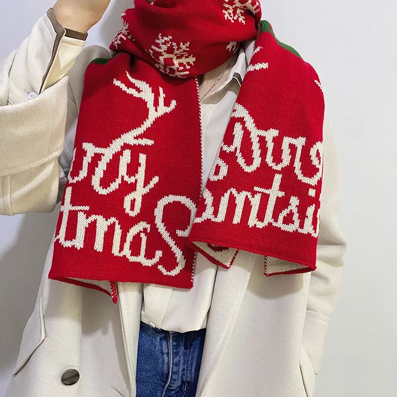 

Женский шарф в европейском стиле, Осень-зима 2021, модный вязаный плотный теплый двусторонний шарф