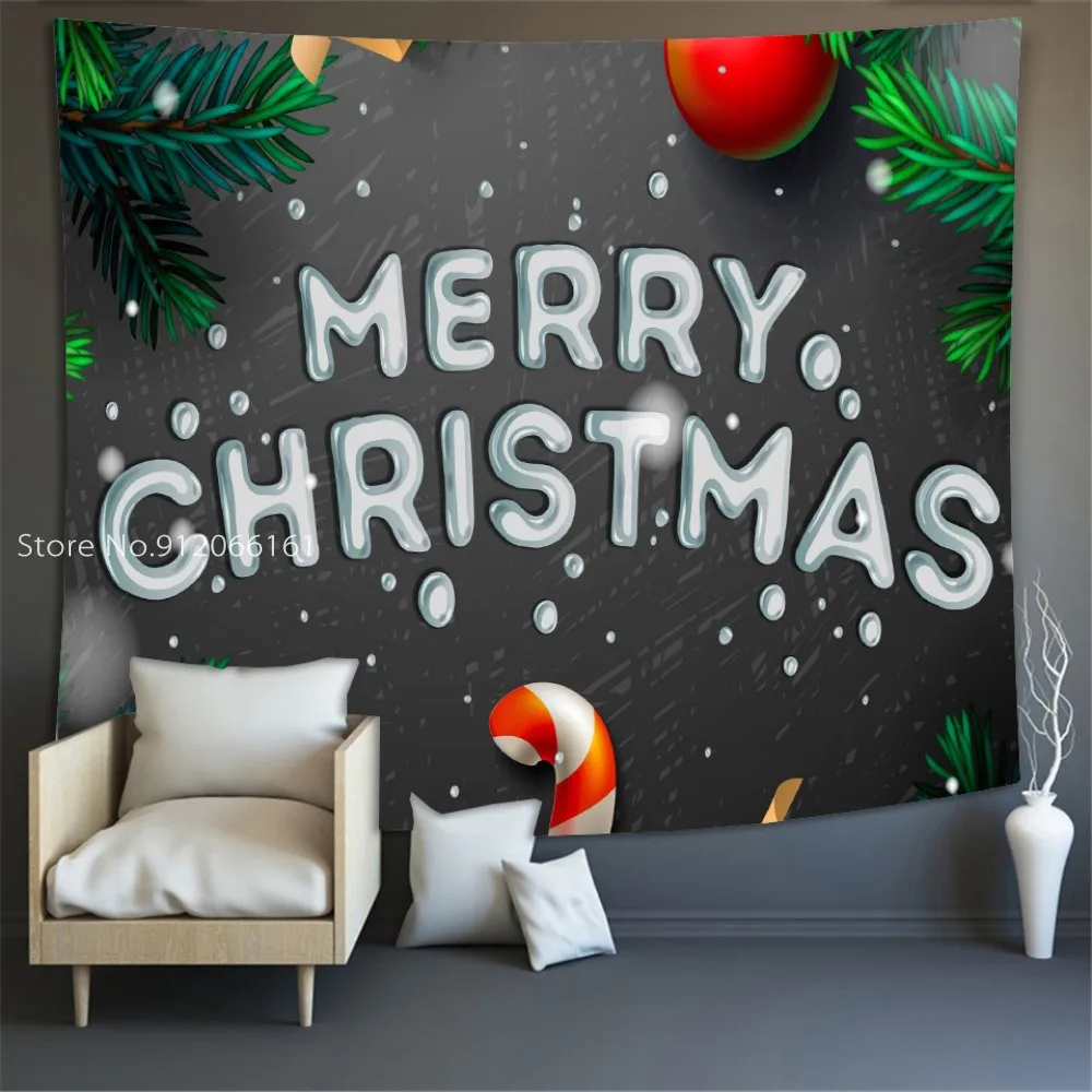 

New Arrival Christmas Decor Tapestry 3D Print Christmas Atmosphere Wall Hanging 130x150cm Tapestries Happy New Year Tapestry