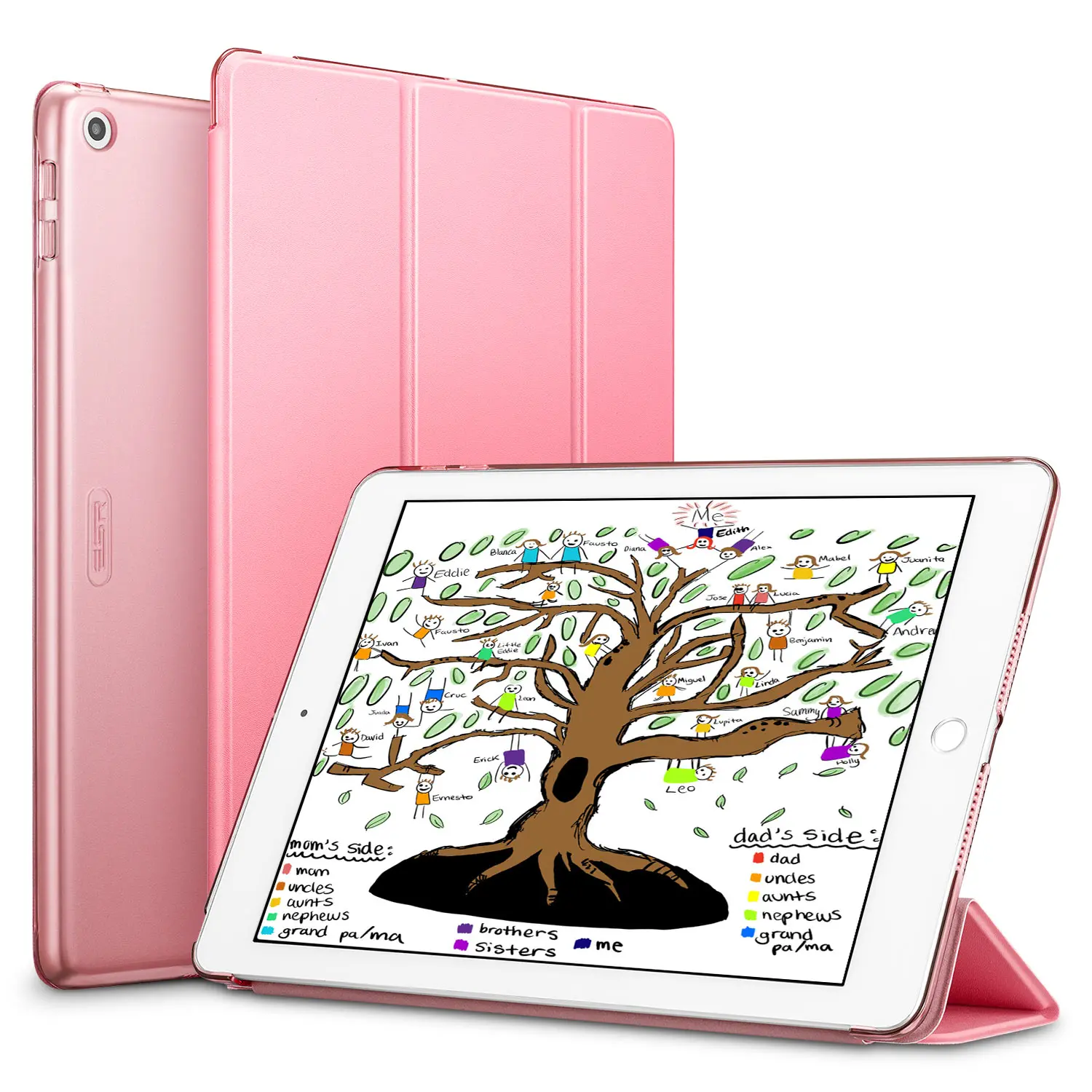 Pink Цветной чехол ESR для iPad 9,7 дюймов, Ультратонкий чехол из искусственной кожи с функцией автоматического сна, Чехол для iPad 9,7& 6-го поколения - Цвет: Pink