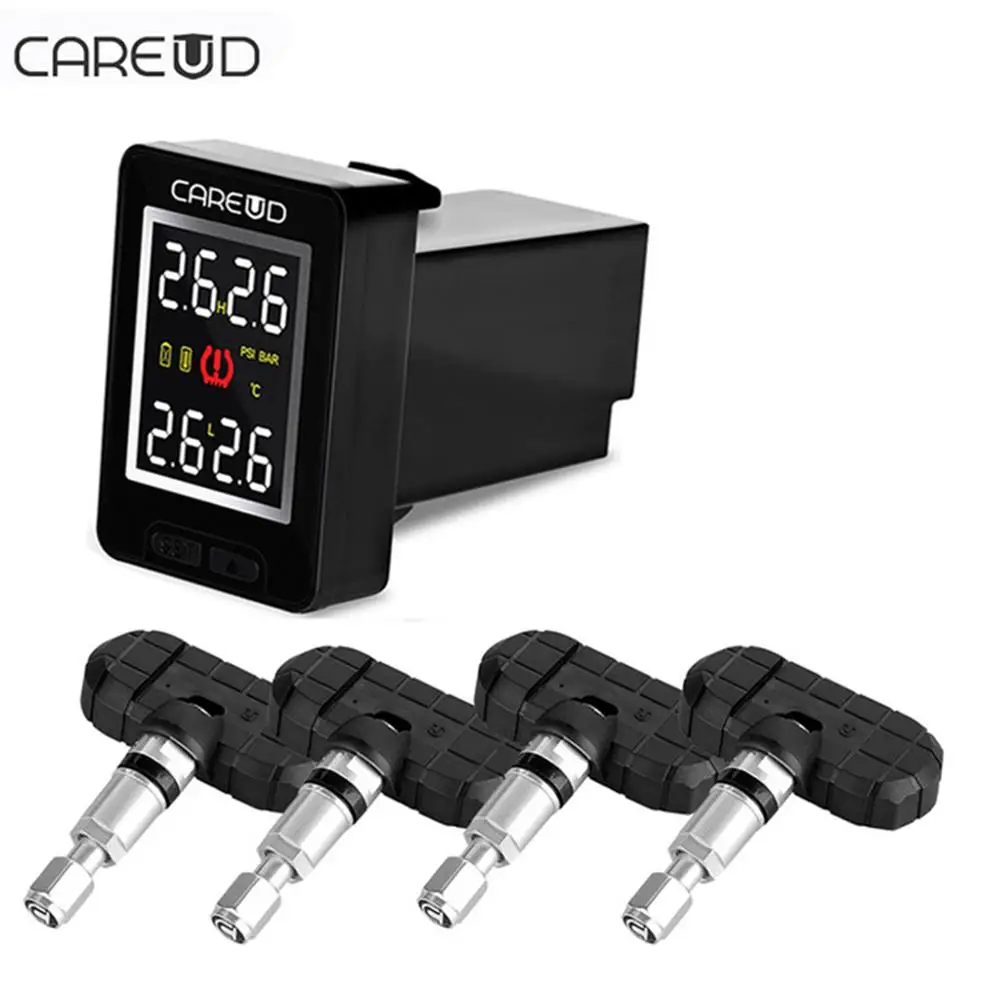 

Wireless Tire Pressure Sensor Monitoring TPMS System Built-in 6 In 1 Wireless Sensor LCD Display Embedded Monitor
