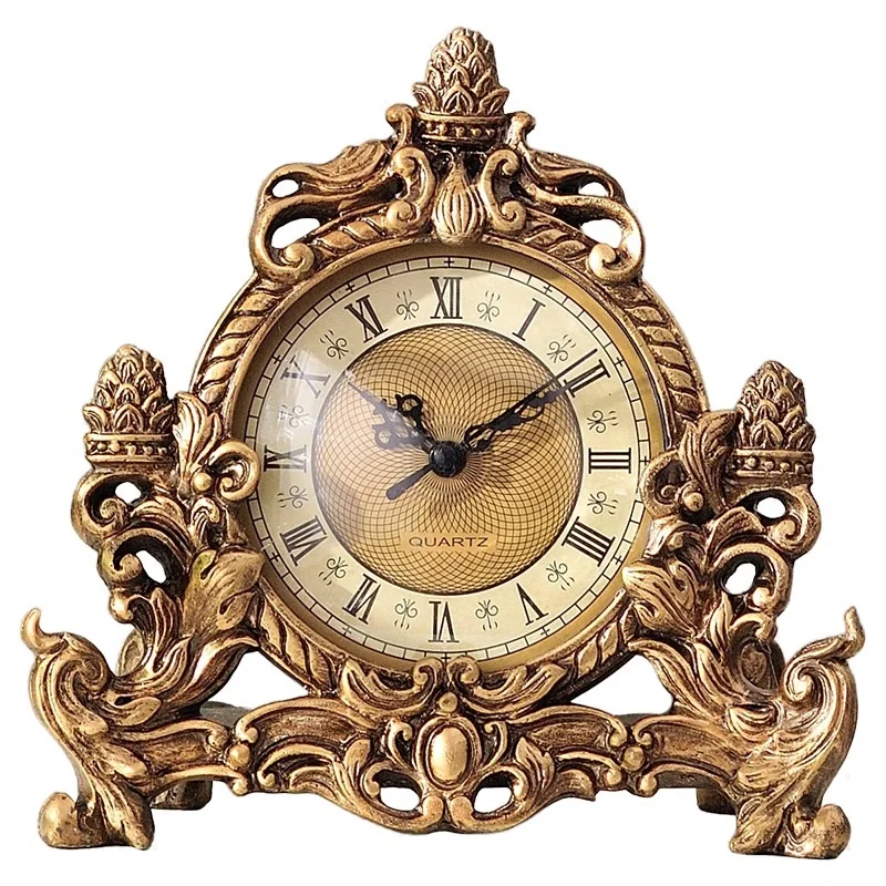 

CHRISTMAS EUROPEAN CLOCK CREATIVE RESIN CLOCK VINTAGE LIVING ROOM FASHION ORNAMENTS BEDROOM LUXURY TABLETOP MUTE CLOCKS AND WAT