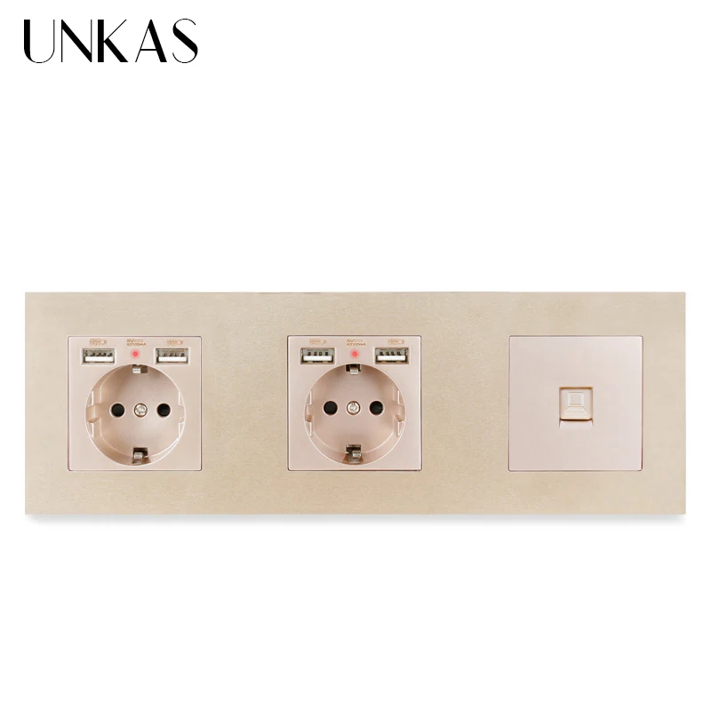 UNKAS ПК пластиковая панель двойная планка с 4 USB-портами для зарядки +