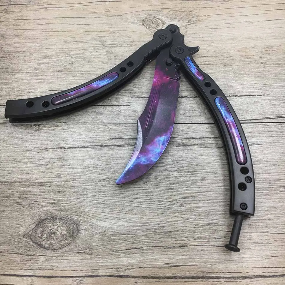 Starry sky Дропшиппинг CS GO бабочка в ноже Karambit нож бабочка складной тренировочный нож игровой нож тупое лезвие без края инструмент - Цвет: Starry sky