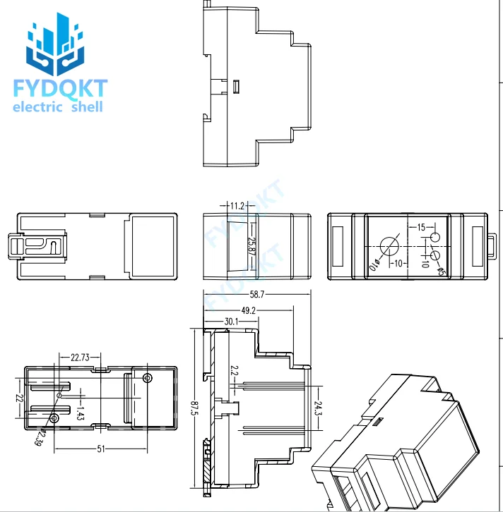 1 шт. din-рейку распределительная коробка ПЛК Пластик электроники Shell Project чехол