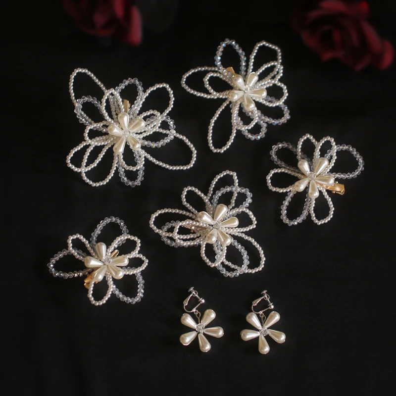 

Himstory Bridal Jewelry Handmade Beads Hairpins Earrings Women Girls Princess Party Headpieces Bride Wedding Hair Accessories