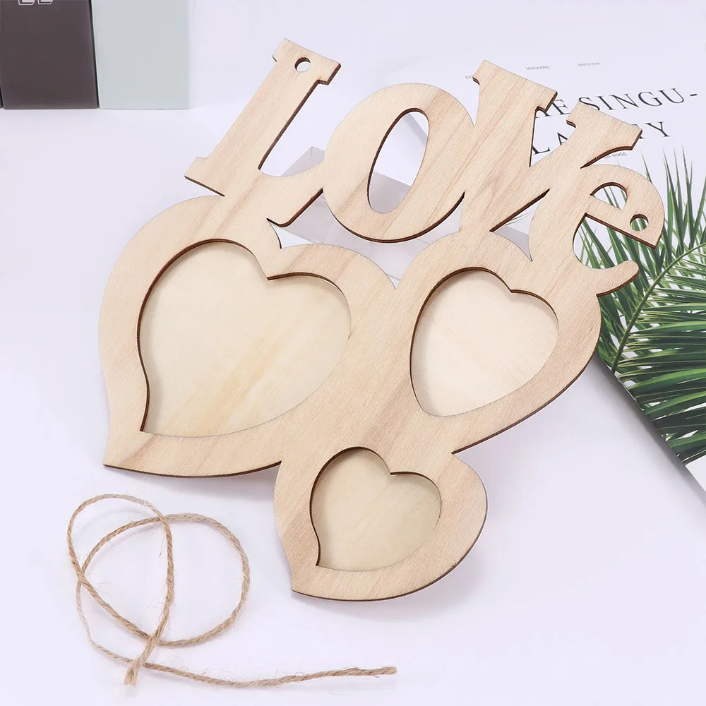 Деревянная фоторамка сделай сам в форме сердца прочная мини семейная