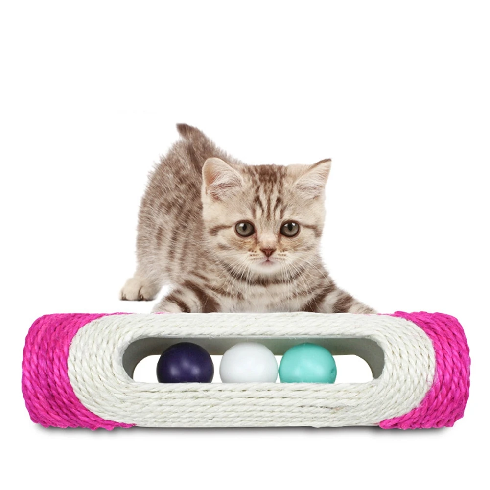 

Cat Toy Scratcher Rolling Tunnel Sisal Ball Trapped With 3 Ball Toys for Cat Interactive Training Scratching Toys Cat Scratcher