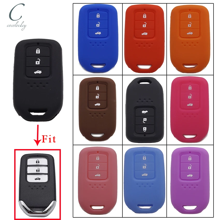 

Cocolockey Silicone Car Key Cover Bag Holder for Honda Accord CRV 3 Button Silicone Protection Cover Skin Jacket Car Style