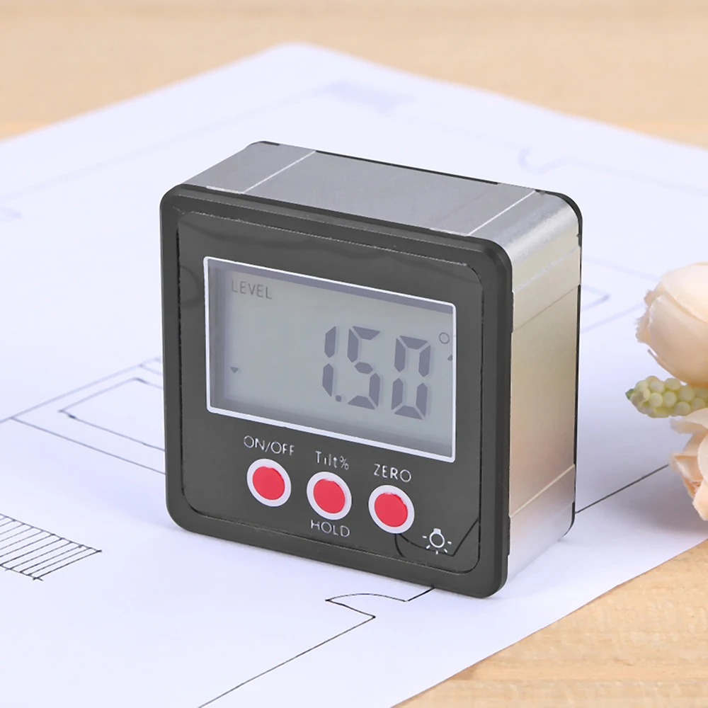 

Horizontal Angle Meter Digital Protractor Inclinometer Electronic Level Box Magnetic Base Measuring Tools Black