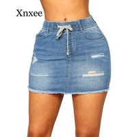 jean skirt sexy women fashion elastic high waist denim skirts pockets skinny jeans skirt mini short pencil bodycon skirt summer
