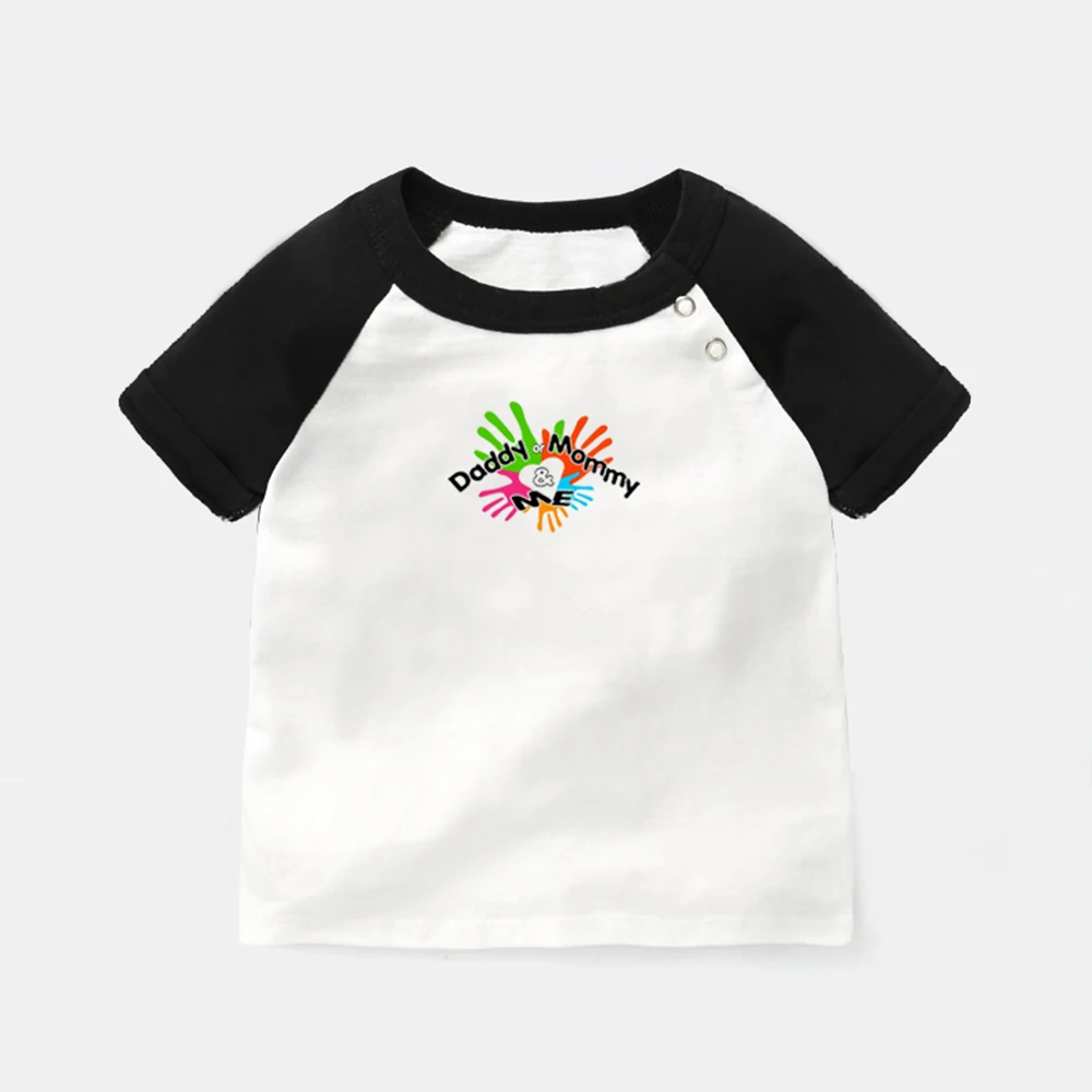 

Daddy or Mommy and Me Don't Panic It's Organic Design Newborn Baby T-shirts Toddler Graphic Raglan Color Short Sleeve Tee Tops