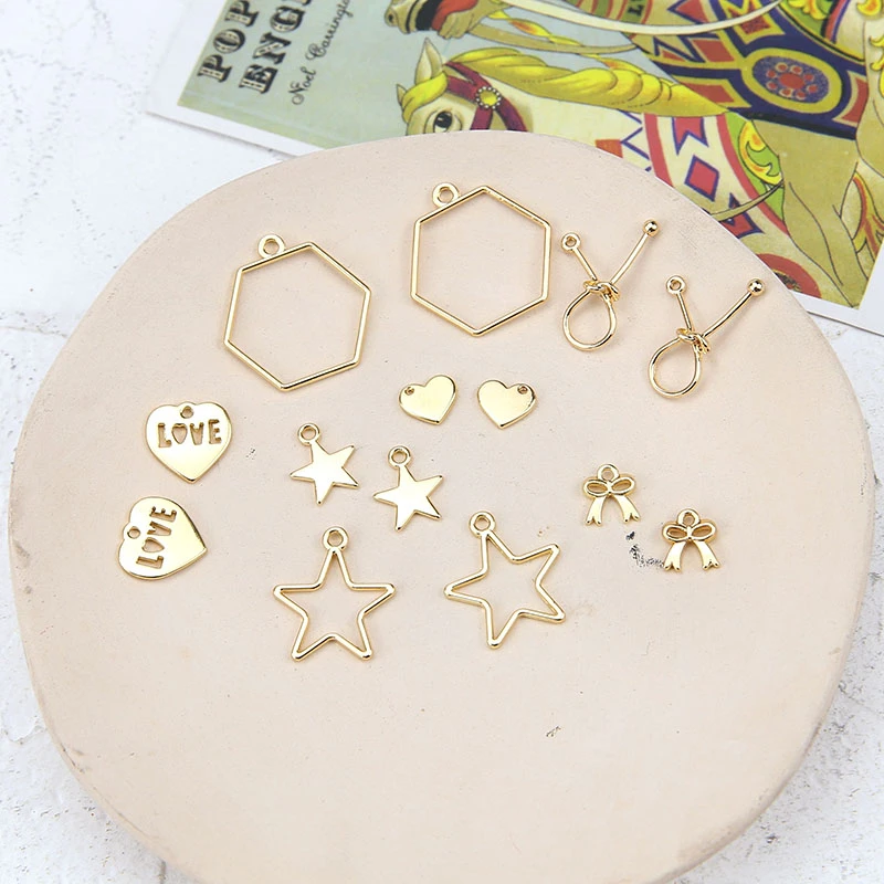 10 шт 2020 Новый дизайн сплав полые пятиконечная звезда в форме сердца