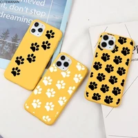 hot best friends dog paw phone case for iphone 13 12 11 pro max mini xs 8 7 6 6s plus x se 2020 xr candy yellow silicone cover