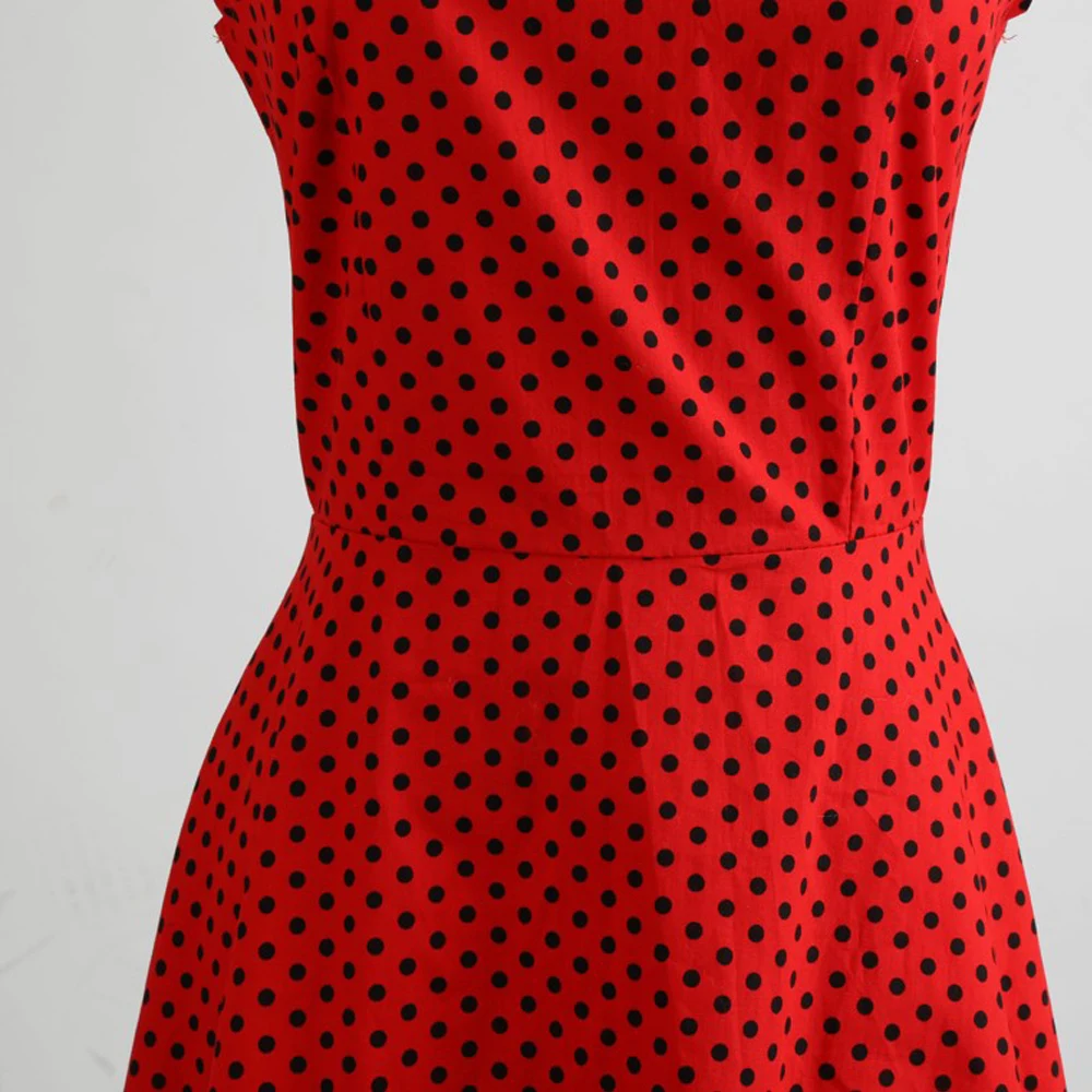 

Summer Women Dresses 2021 Casual Red Polka Dot Retro Vintage 50s 60s Big Swing Midi Dress Vestidos Party Dress QY0914
