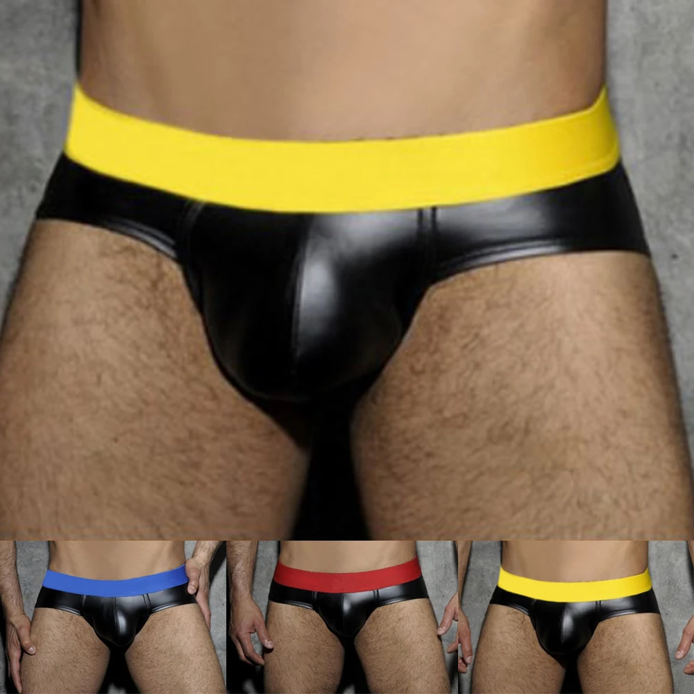 Трусы-джоки мужские из искусственной кожи модные Тонги тянущиеся Трусы-танга