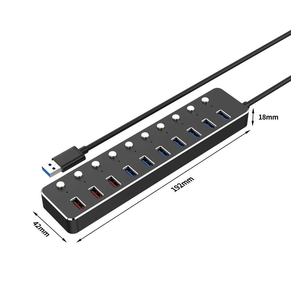 

USB 3.0 USB Hub Multiple Splitter 3 Hab Convert High-speed Adapter 10 Ports Multiple Expander with Switch For PC