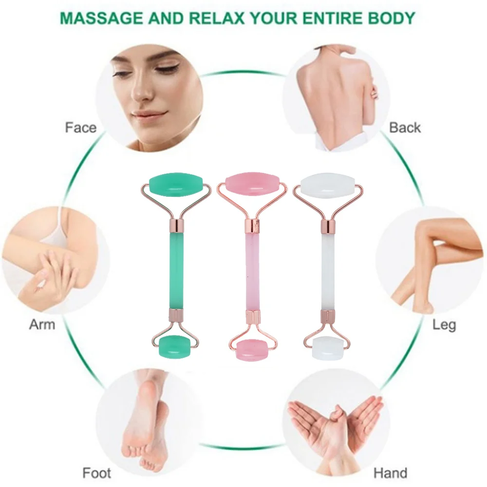 Массажный ролик из натурального нефрита массажер для лица скребок песок дыни