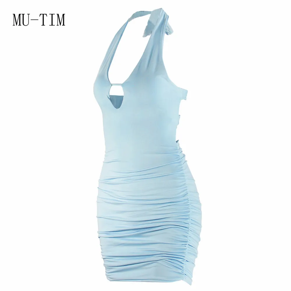 

MU-TIM Mini Dress 2020 New Style Sexy Women Dress Bodycon Bandage Hollow Out Dresses