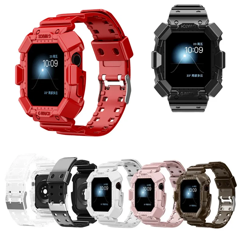 

Case Sport Strap for Apple Watch Band Series 6 SE 5 4 3 2 silicone Transparent for Iwatch SE 5 4 Strap 38mm 40mm 42mm 44mm wirst