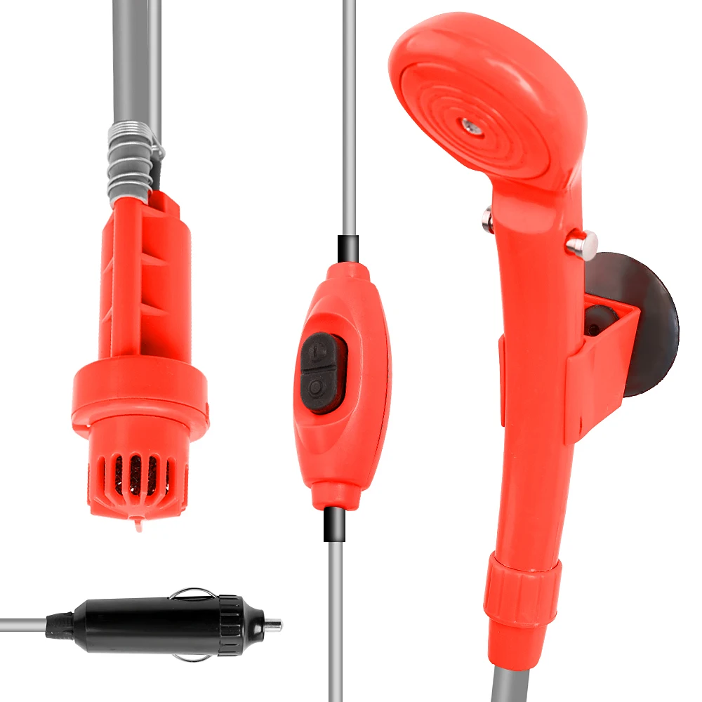 Портативный 12V Электрический Открытый ручной душ с насосом для мытья автомобиля