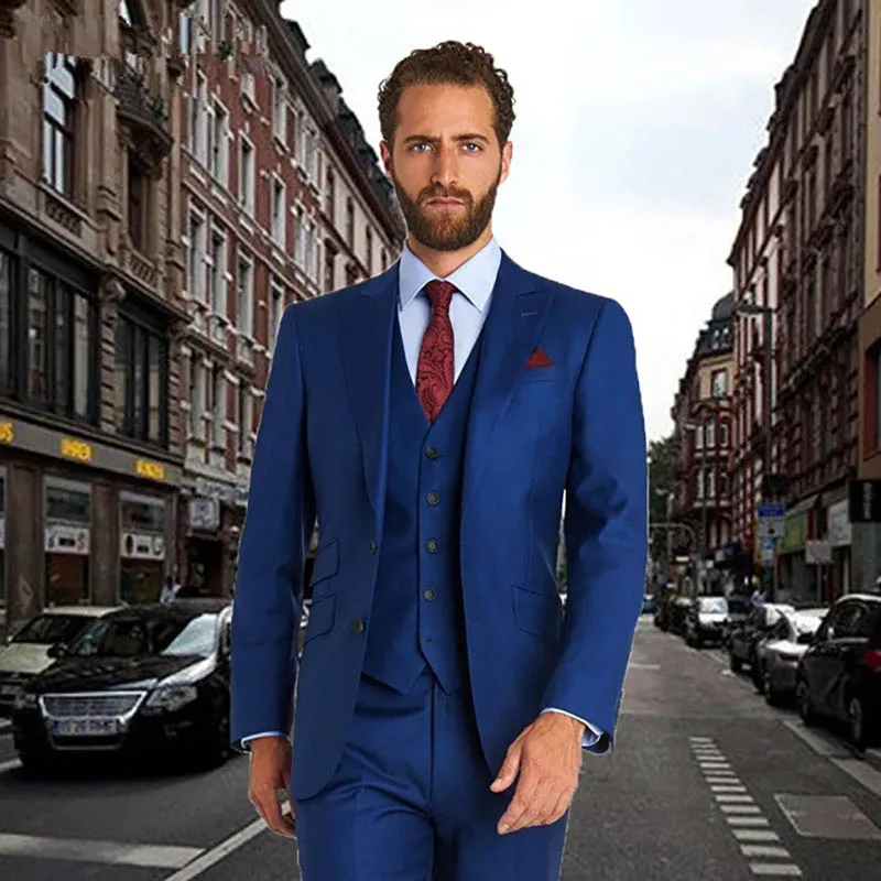 Королевский синий классический мужской костюм на заказ мужские нарядные