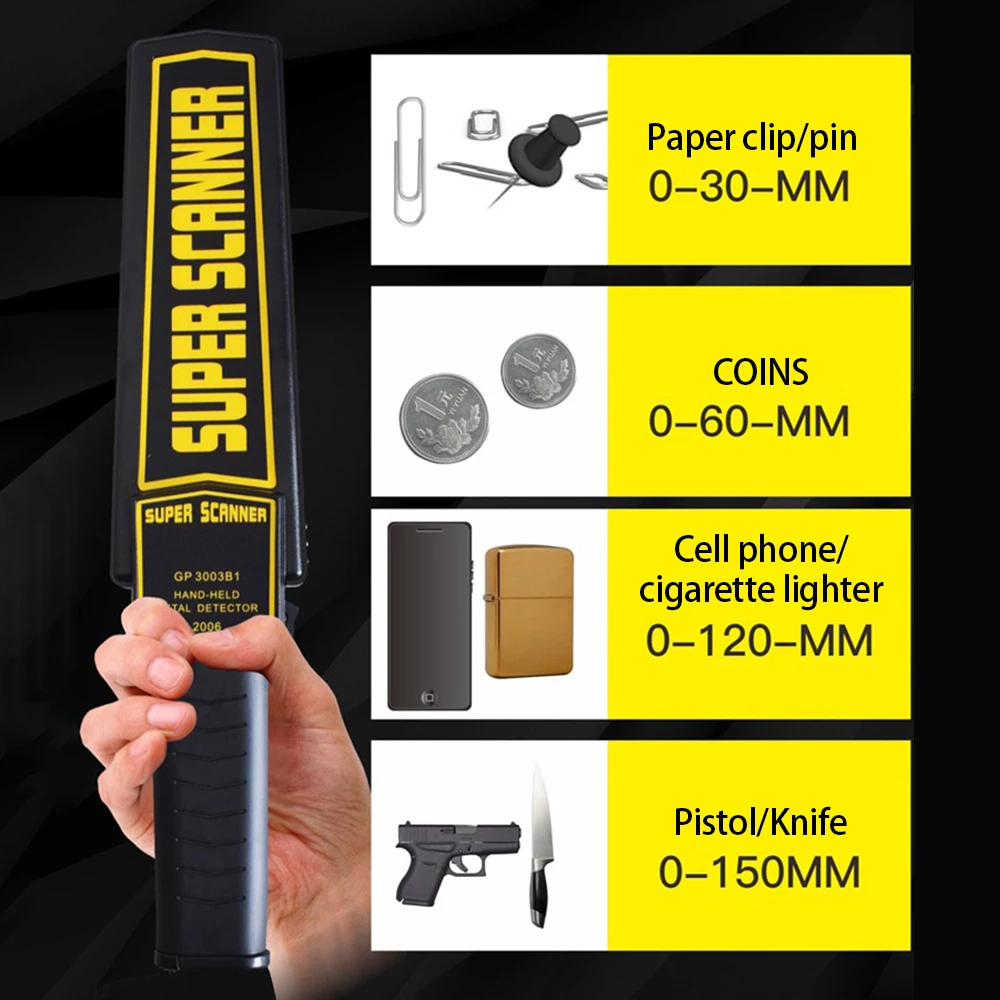 

High Sensitivity Metal Detector Handheld Security Super Scanner Tool Finder Electronic Measuring Body Search Tools TX-1001B