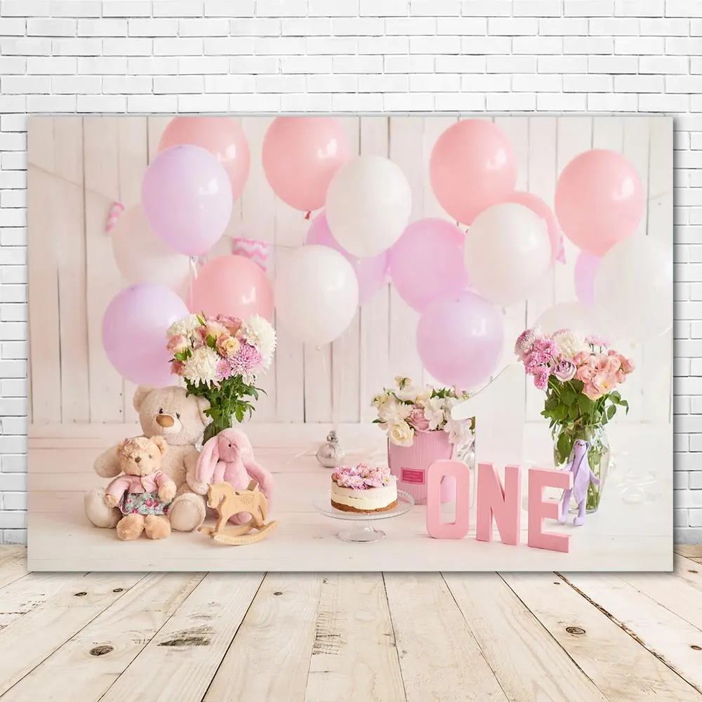 

Фон для фотосъемки на 1-й день рождения с воздушными шарами и цветами фон для фотосъемки на день рождения для маленьких девочек реквизит для ...